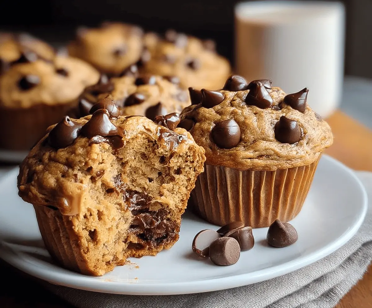 Healthy Greek Yogurt Peanut Butter Muffins with Chocolate Chips and Soft Centers, perfect for a nutritious snack or breakfast