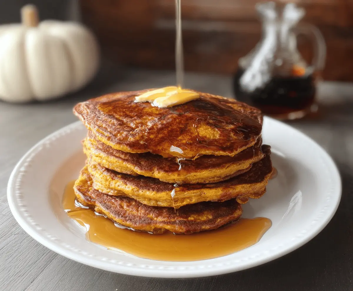Homemade sourdough discard pumpkin pancakes