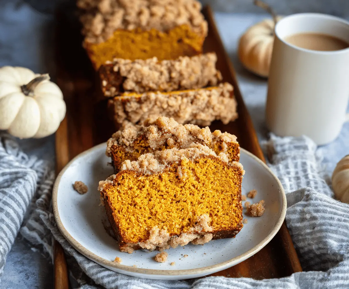 Pumpkin Bread with brown sugar streusel topping
