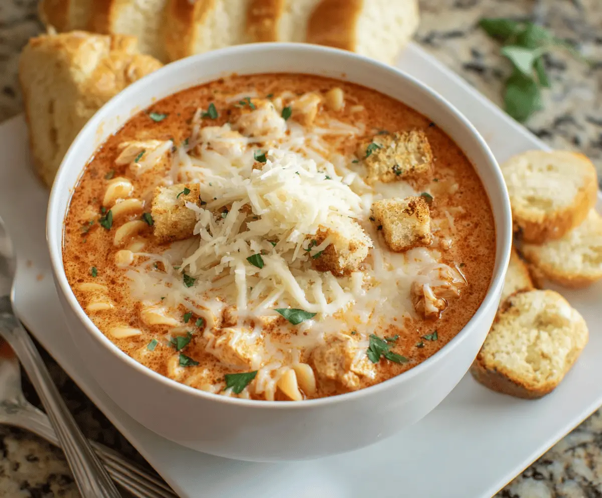 Crockpot Chicken Parmesan Soup 