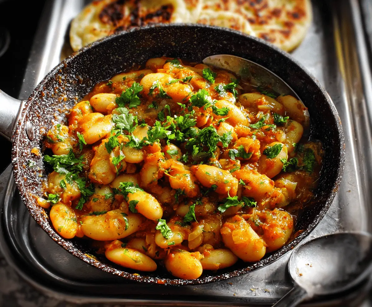 Creamy curried butter beans garnished with fresh cilantro in a white bowl, perfect for a flavorful vegetarian meal