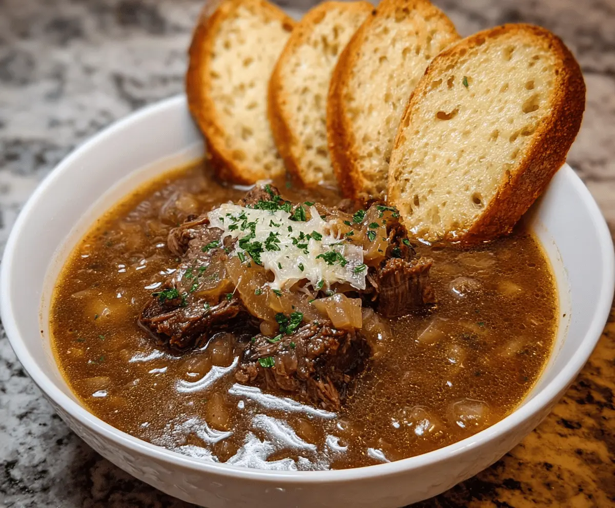 French Onion Beef Short Rib Soup