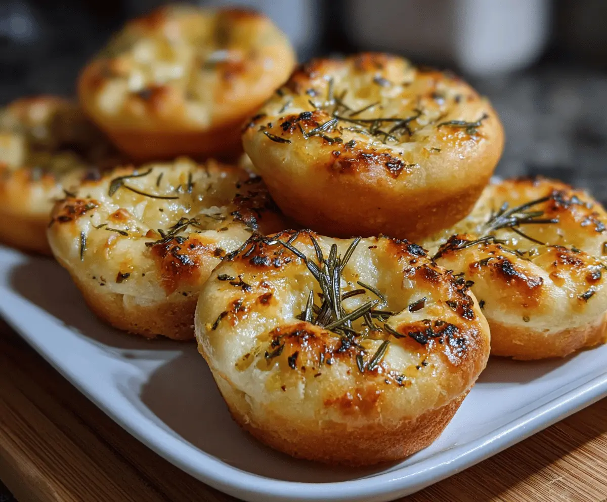 Golden Crust Garlic Rosemary Focaccia Muffins
