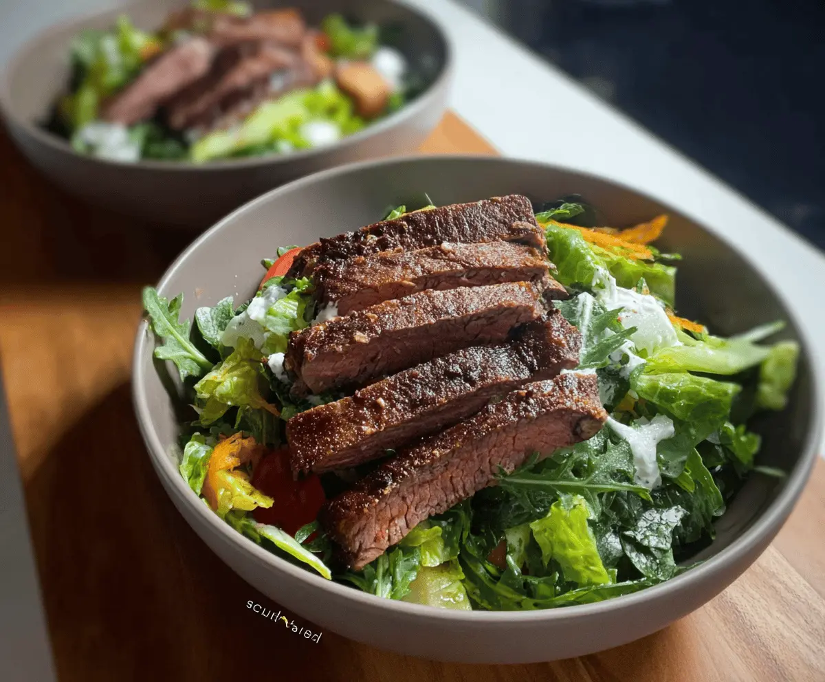 Healthy salad meal with meat