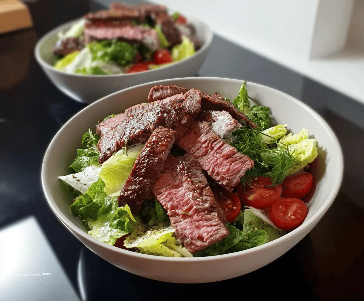 Colorful healthy salad with fresh vegetables and sliced meat, perfect for a nutritious meal