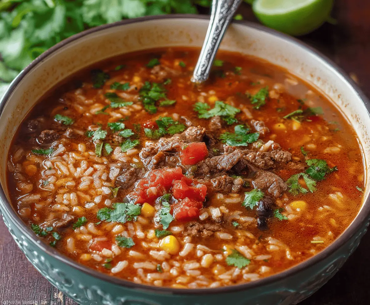 Mexican Beef and Rice Soup