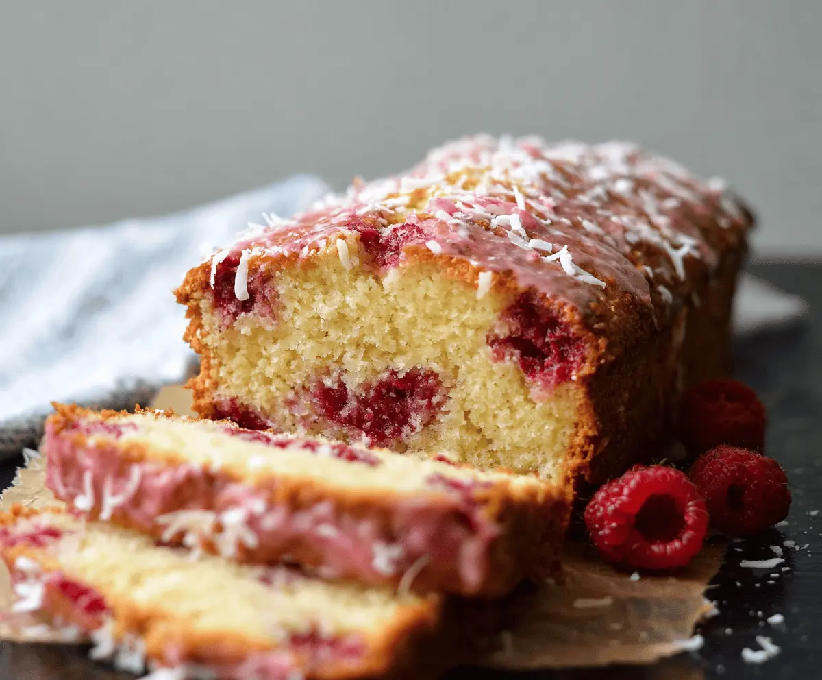 Raspberry and Coconut Loaf Cake