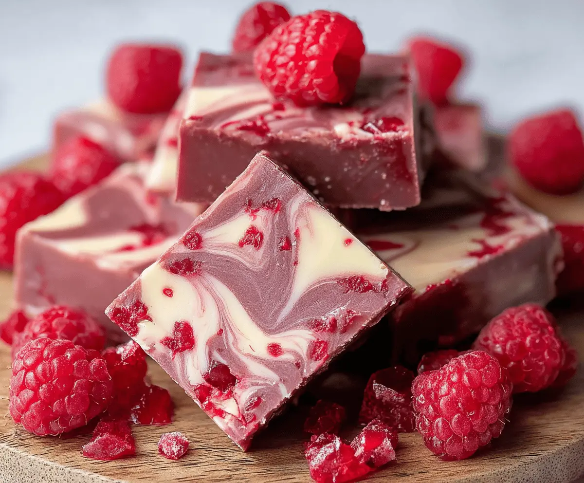Delicious Raspberry Swirl Fudge with vibrant raspberry swirls and smooth chocolate, perfect for sweet cravings