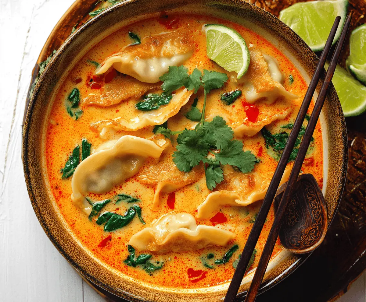 Red Curry Pot Sticker Soup