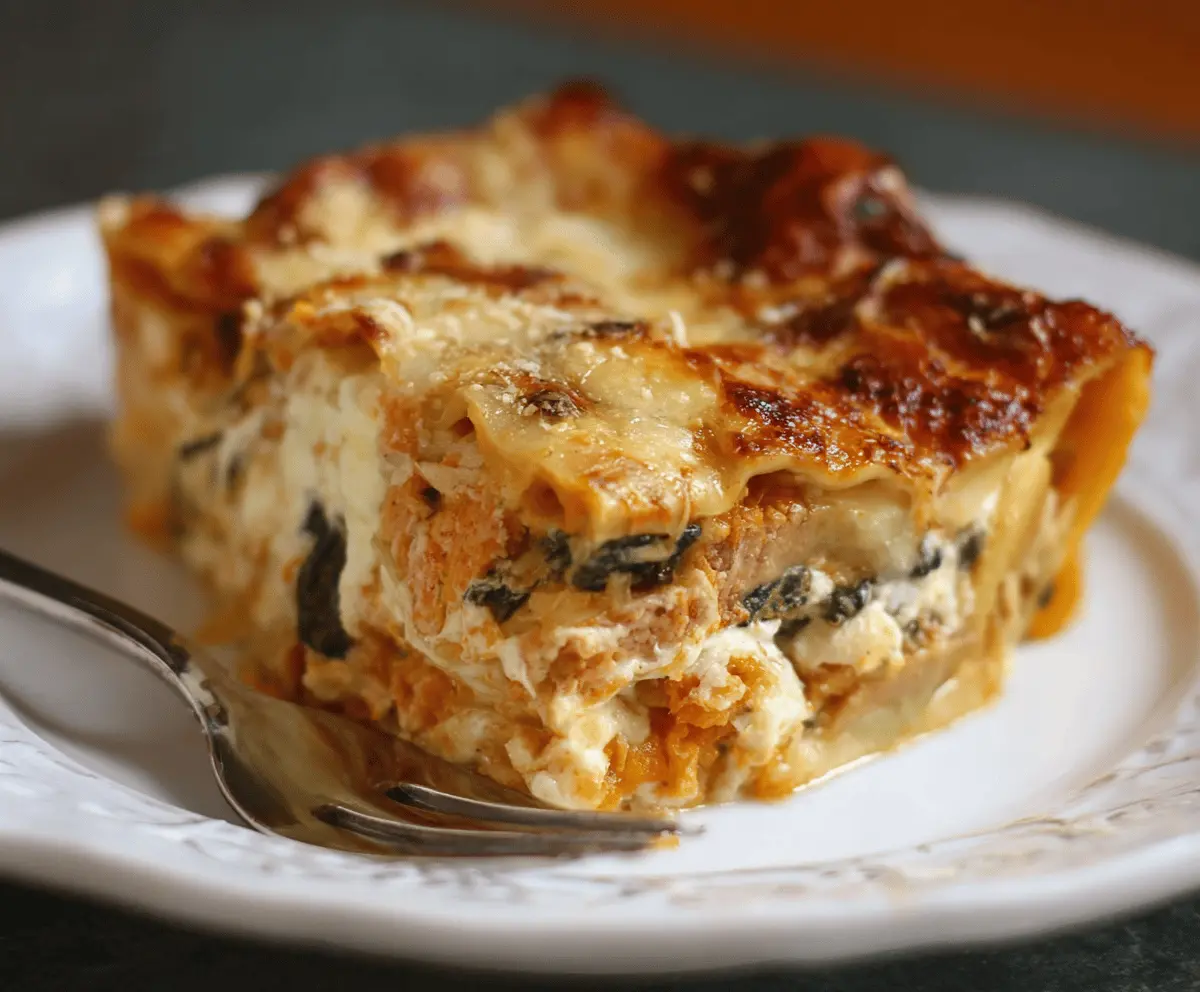 Roasted Butternut Squash & Spinach Lasagna