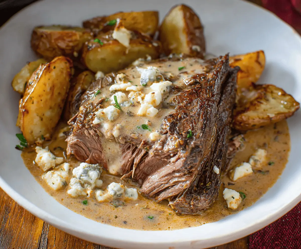 Steakhouse Pot Roast with Blue Cheese Gravy