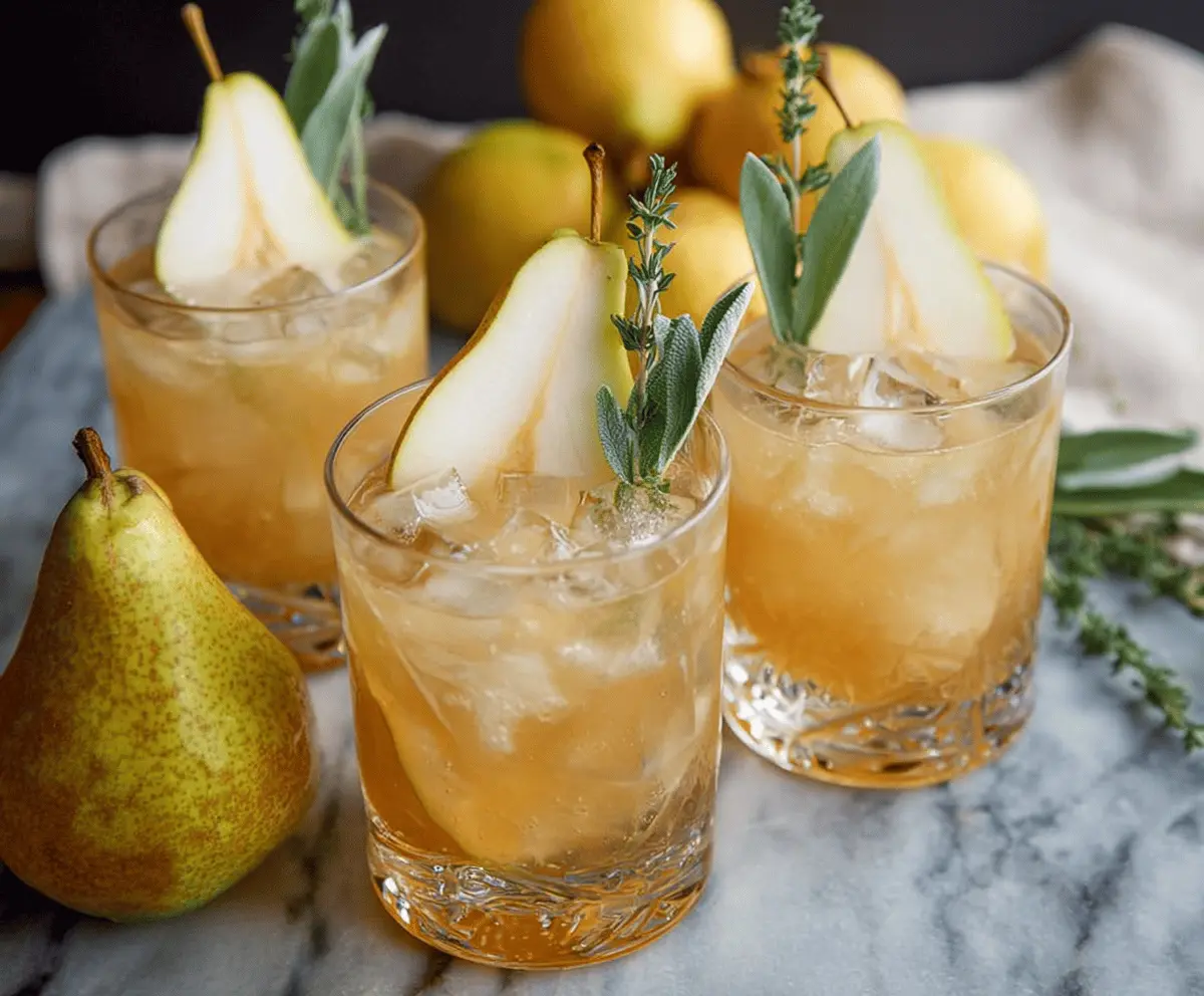 Thanksgiving bourbon pear spritzers