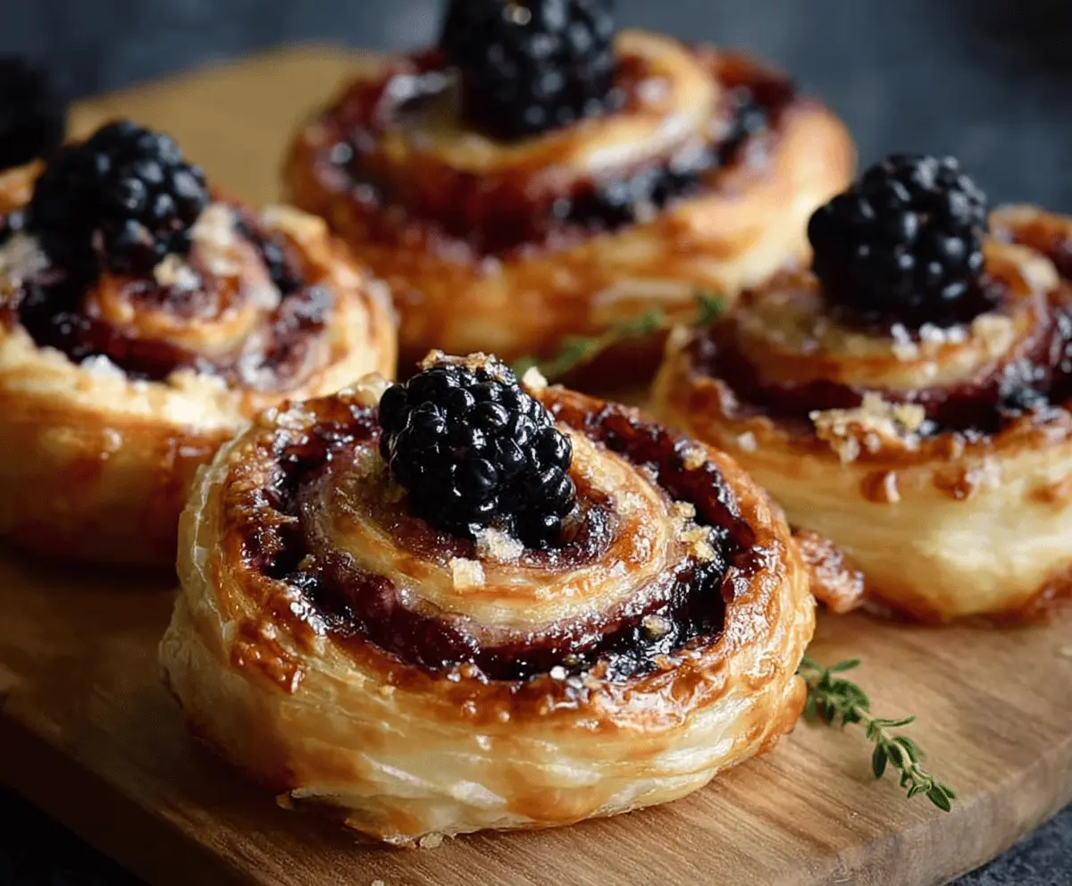 Delicious Blackberry Brie Pastry Swirls showcasing flaky pastry filled with fresh blackberries and creamy Brie cheese