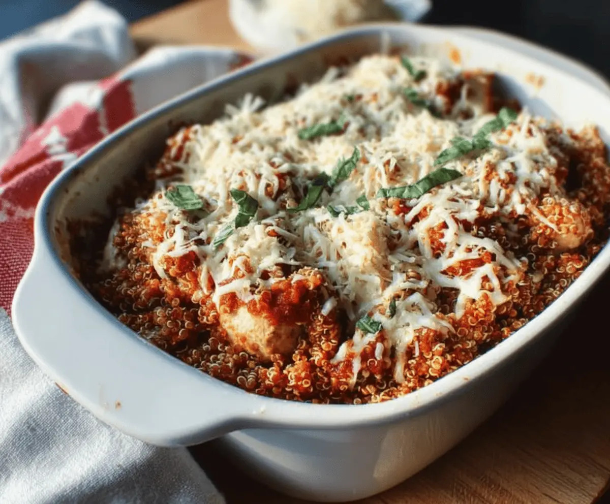 Lazy Chicken Parmesan Quinoa Casserole