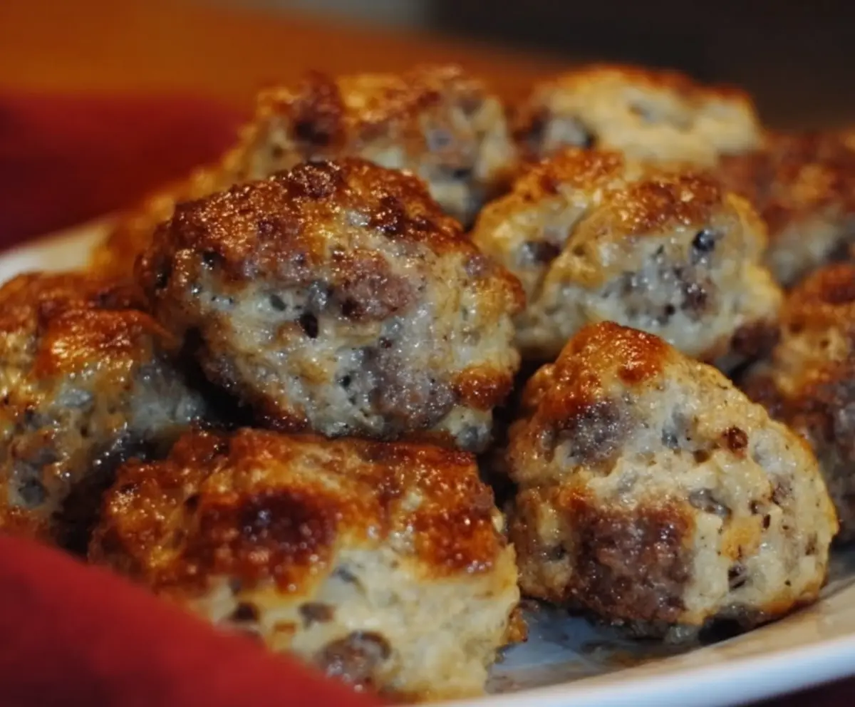 Delicious Maple Sausage Balls served on a plate, perfect appetizer for gatherings.