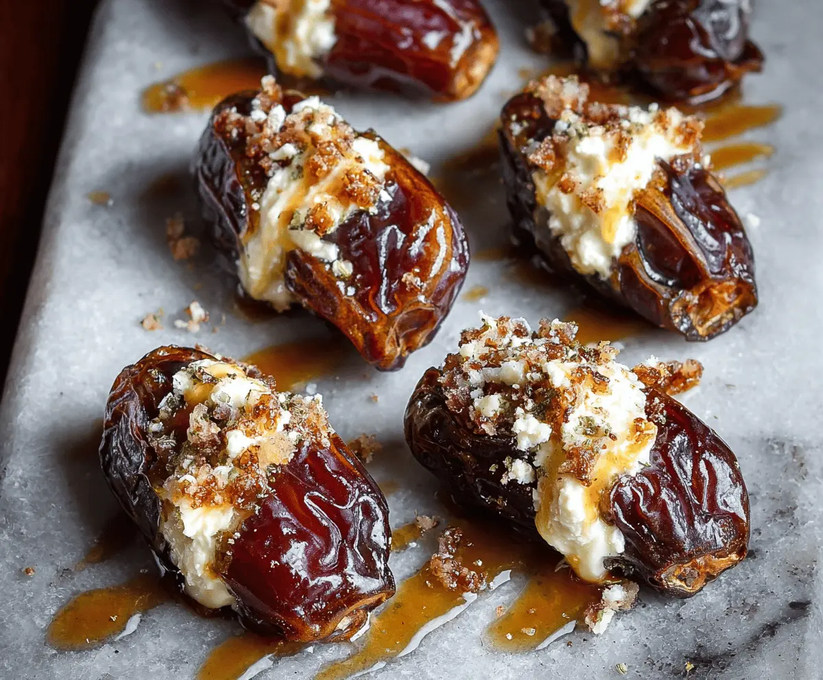 Delicious dates filled with smooth mascarpone cheese, drizzled with sweet maple syrup, perfect for a tasty appetizer.