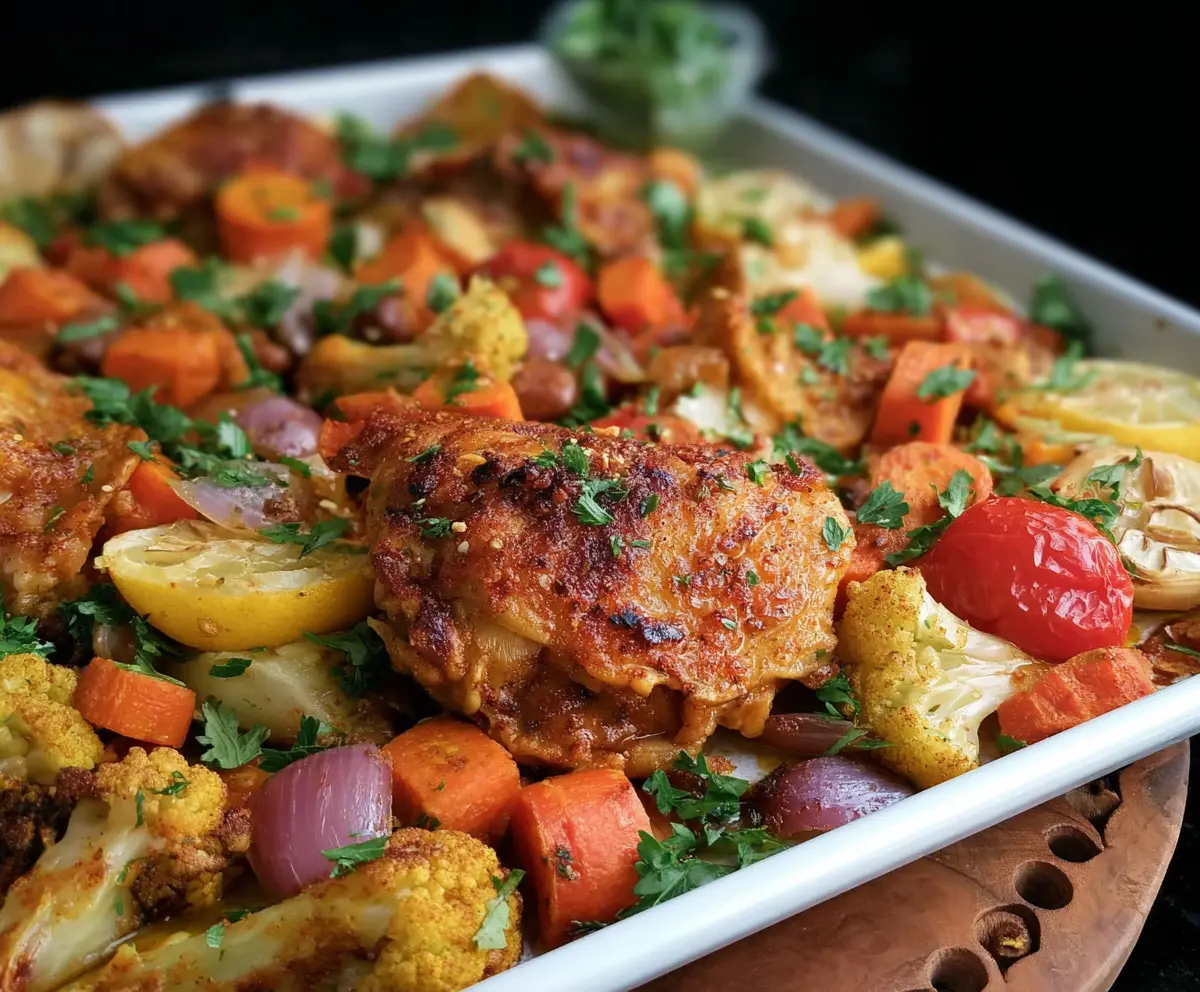Moroccan Chicken Thigh Sheet Pan Dinner