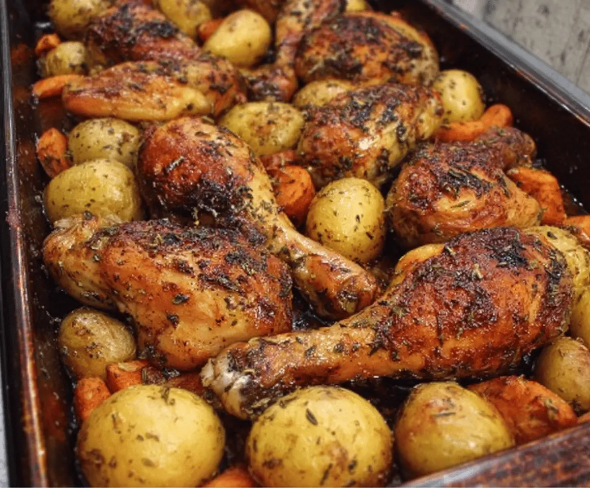 Oven Baked Chicken Legs with Potatoes