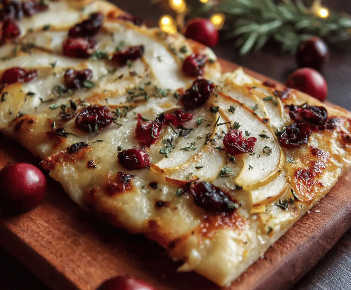 Pear, Brie, and Cranberry Flatbread