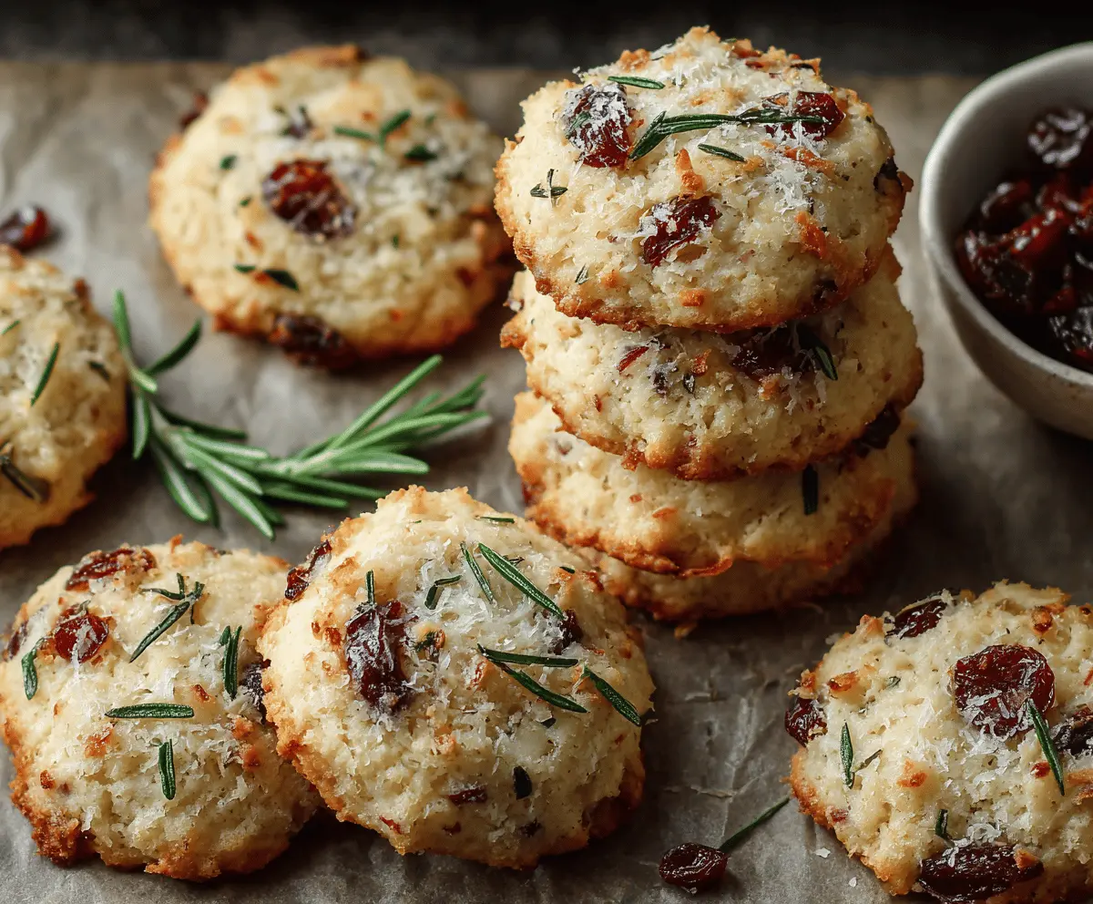 Savory Cranberry Rosemary Parmesan Cookies 