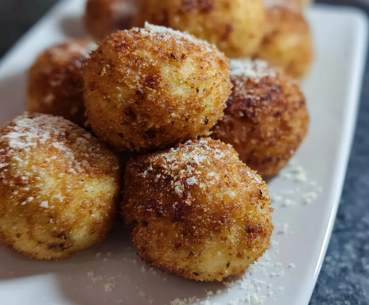 Golden crispy sauerkraut balls served with dipping sauce on a plate