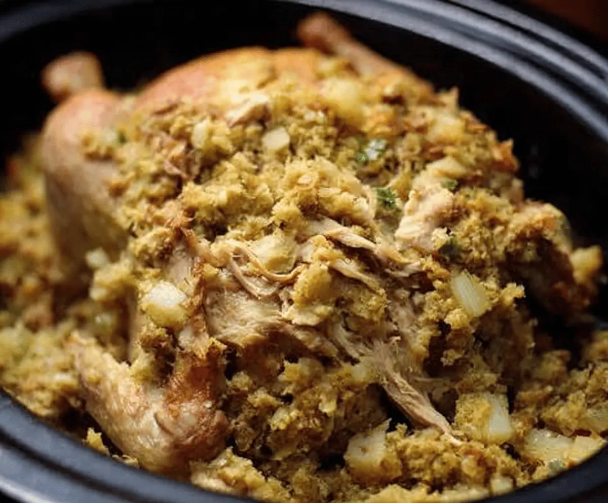 Slow Cooker Whole Chicken with Stuffing