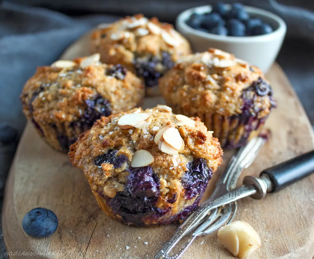 Blueberry-Pear-Ginger-Oatmeal Muffins