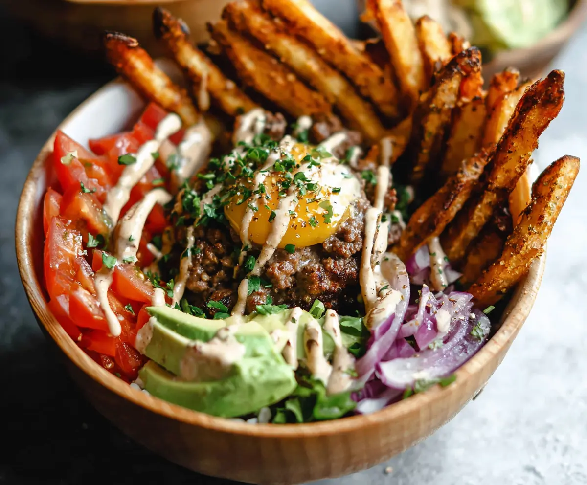 Burger Bowls with Fries {Whole30}