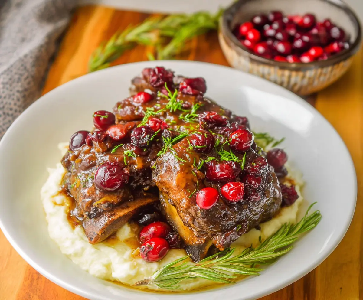 Crockpot Cranberry Beef Short Ribs