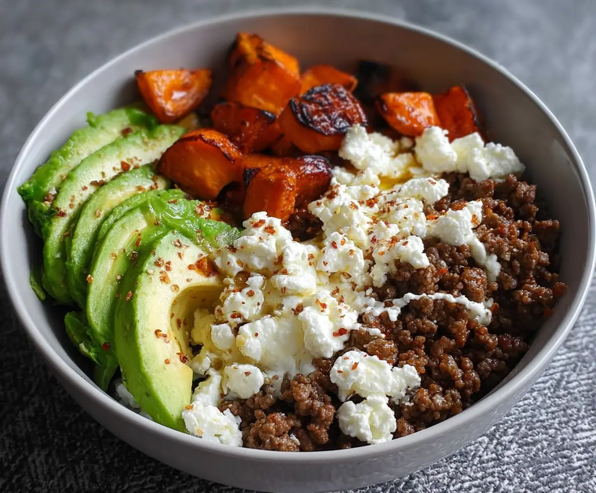 Ground Beef Power Bowl with Avocado & Cottage Cheese