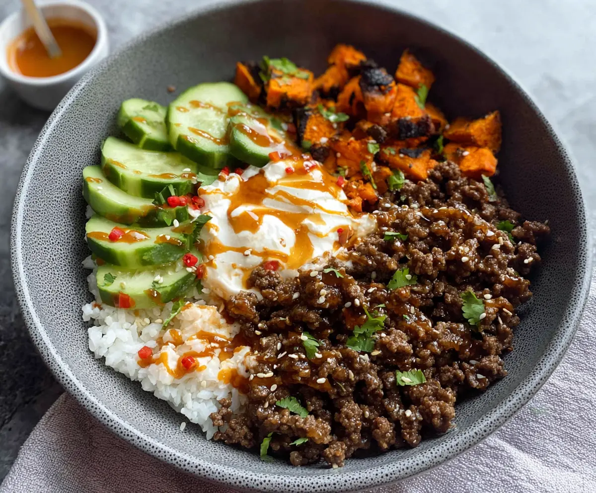 Hot Honey Ground Beef Bowls