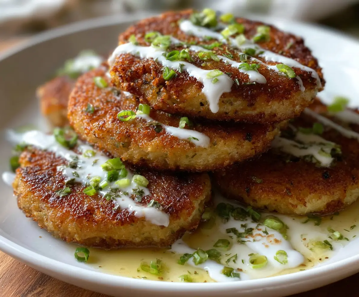 Golden crispy mashed potato patties served on a plate, perfect for a delicious side dish or snack.