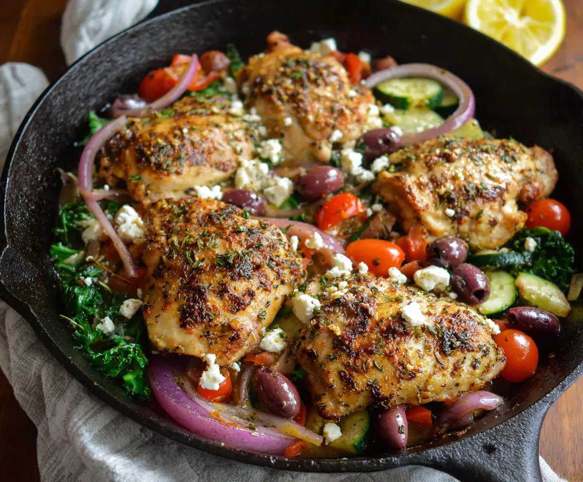 One Skillet High Protein Greek Chicken Recipe