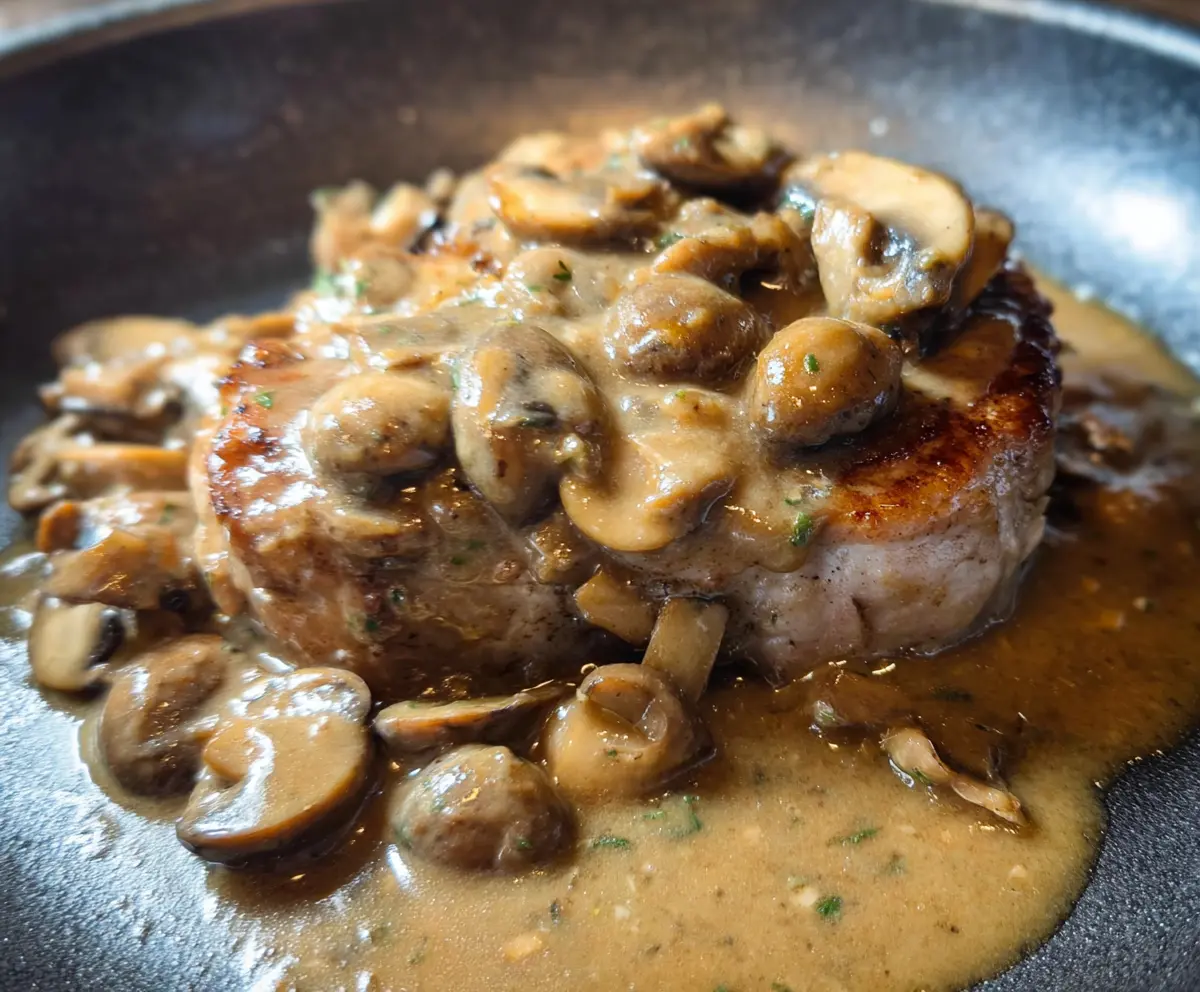 Pork Chops with Mushroom & Shallot Gravy