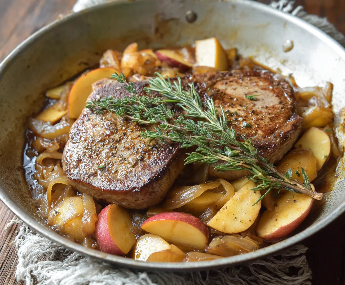 Pork Chops with Sautéed Apples and Onions