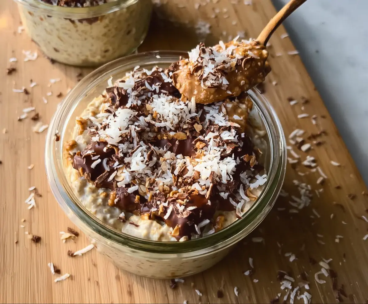 Samoa Cookie Overnight Oats