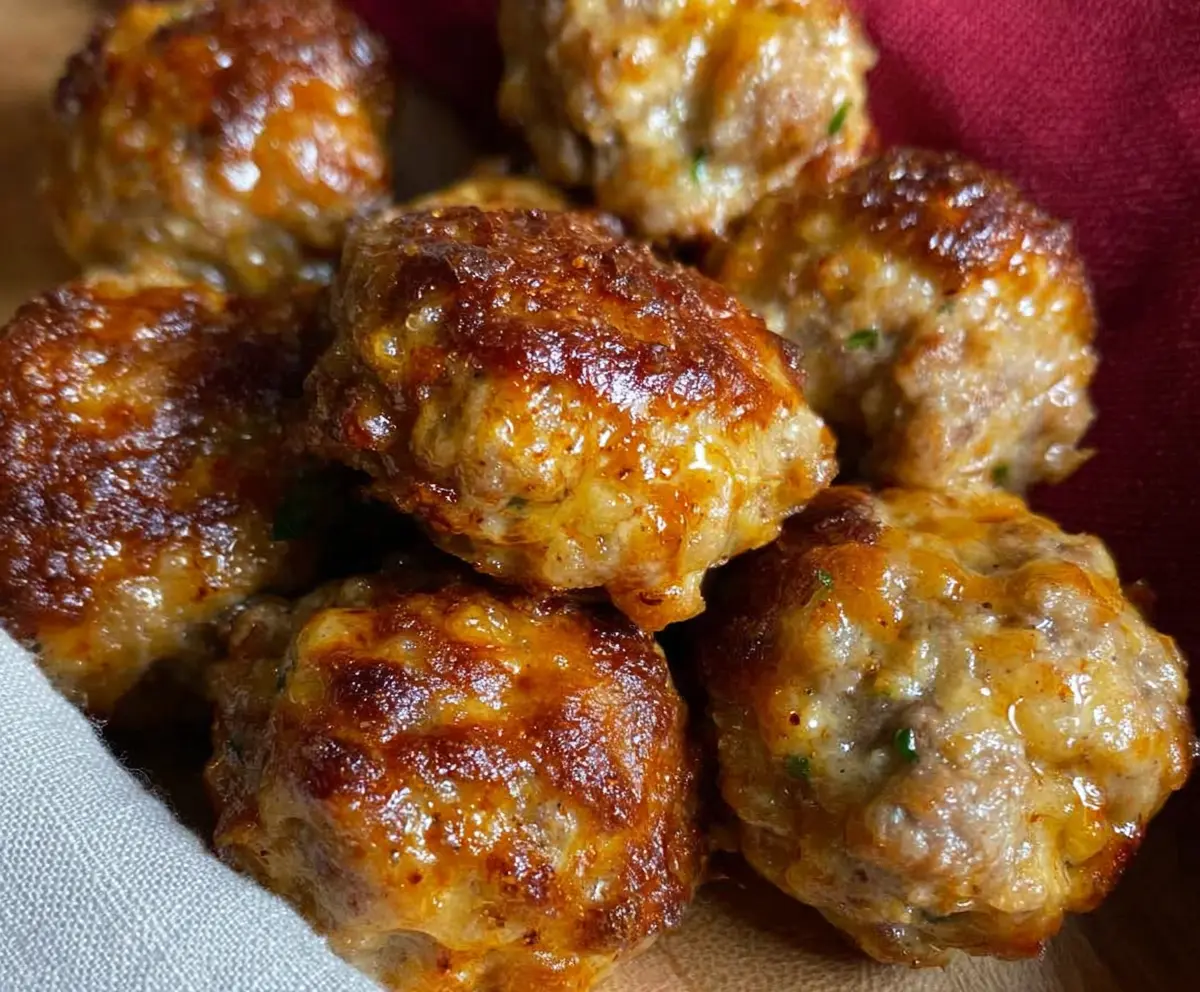 Delicious spicy sausage balls made without Bisquick, perfect for a flavorful appetizer.