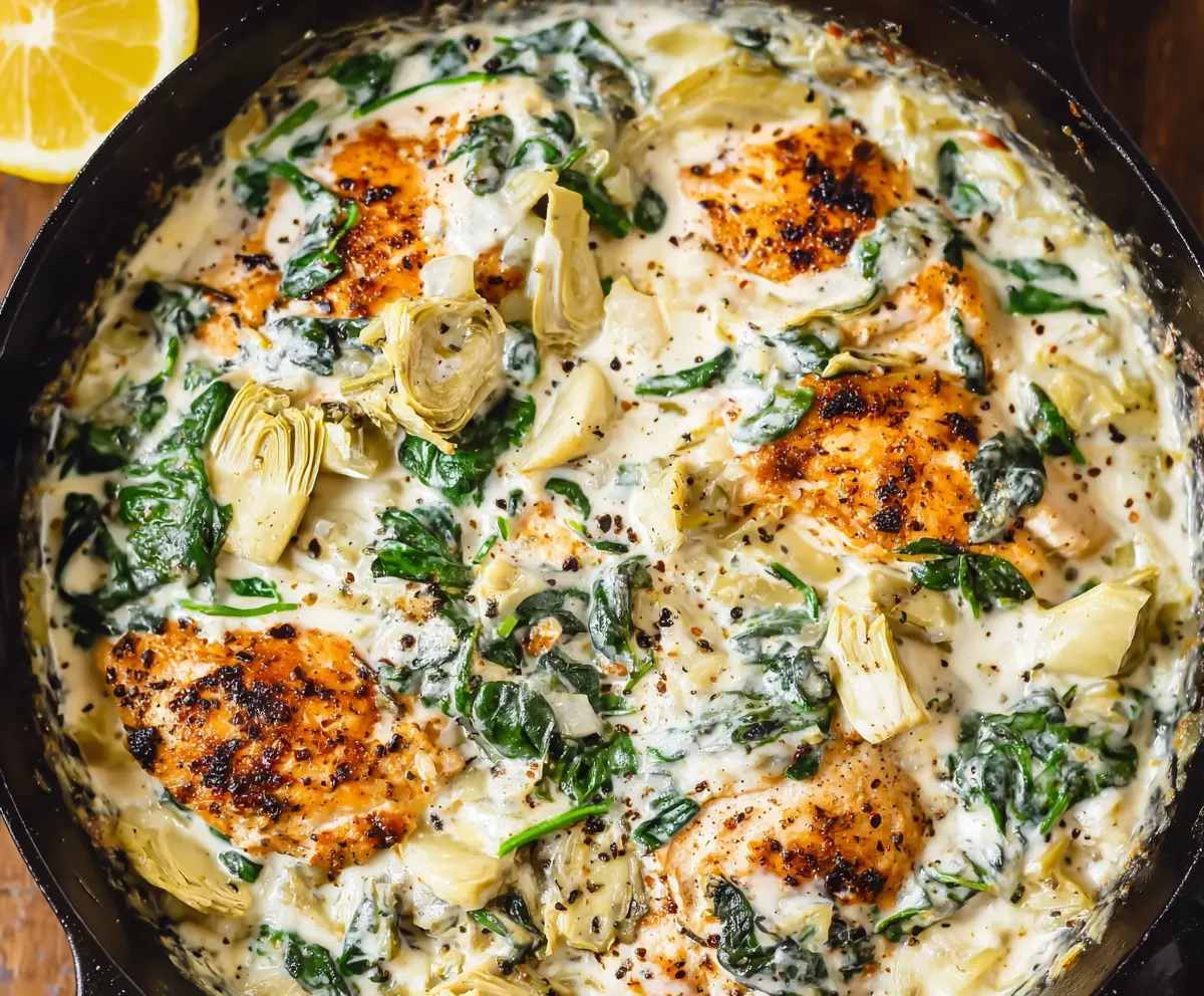 Spinach Artichoke Chicken Skillet (Paleo, Whole30, & Keto)