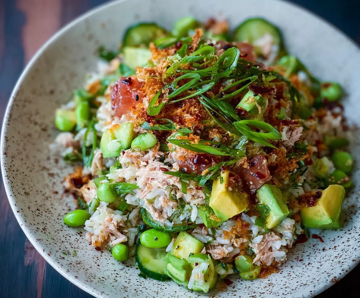 Tuna Avocado Crispy Rice Salad