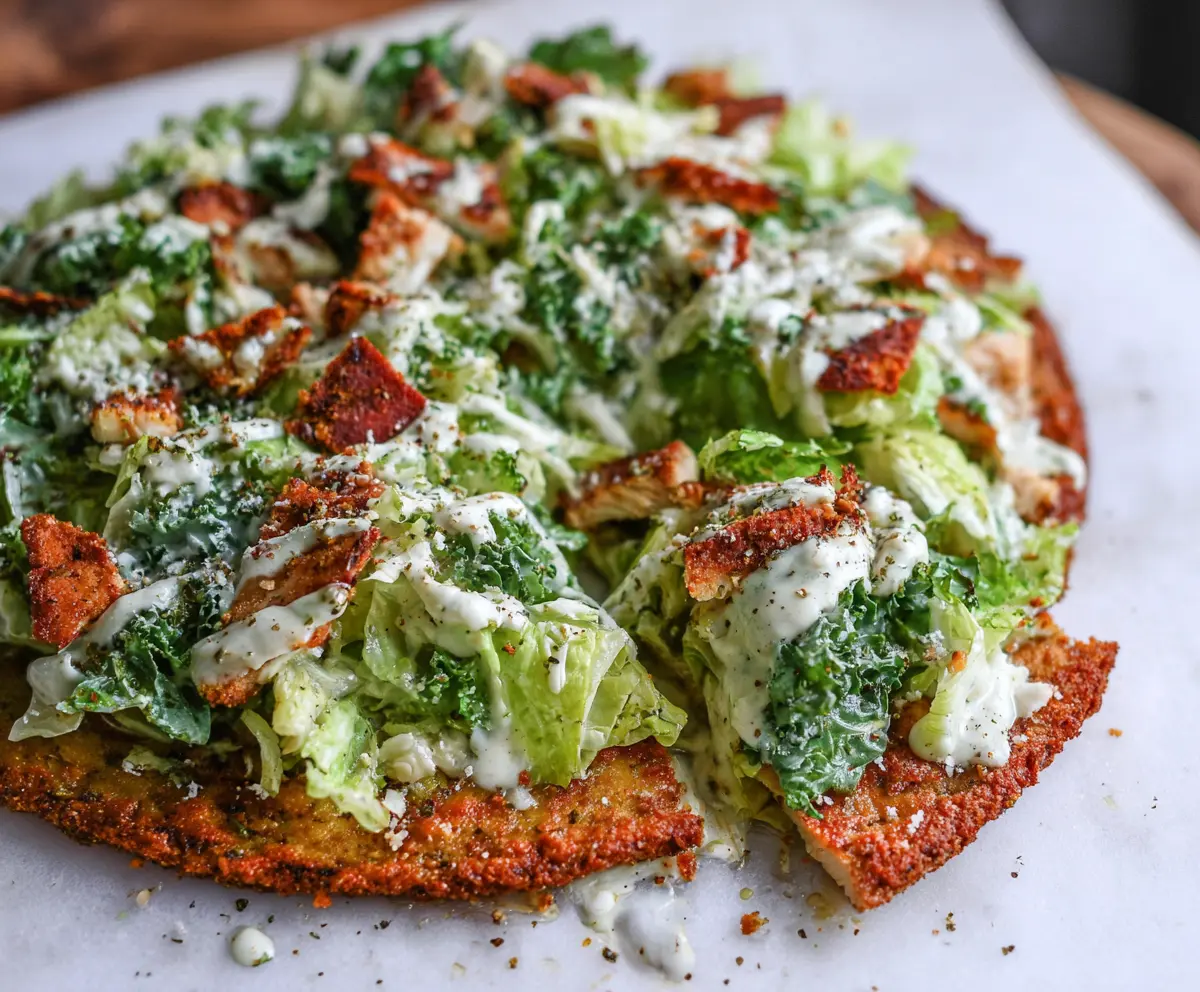 Chicken Crust Caesar Salad Pizza
