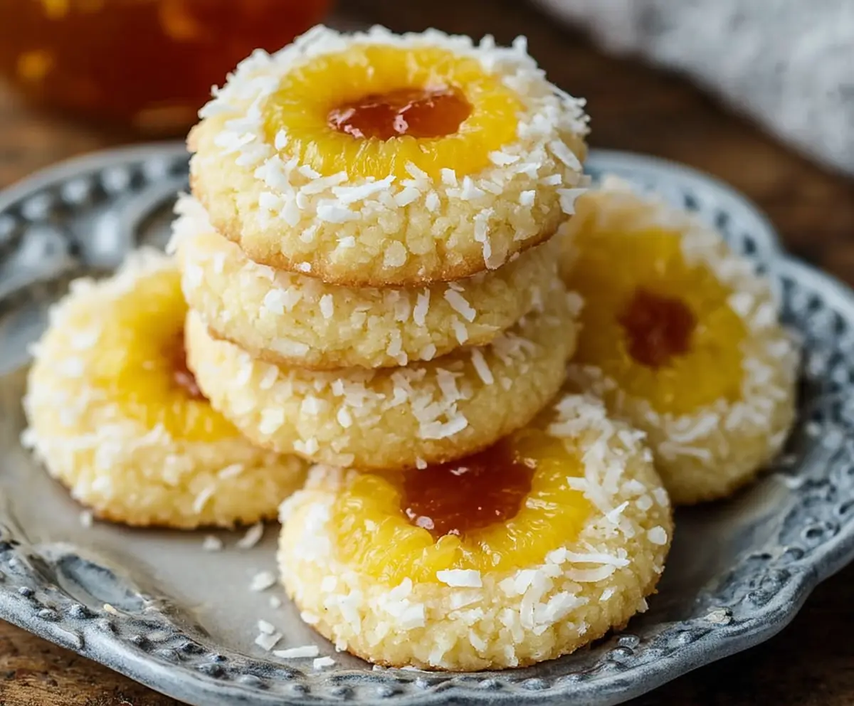 Easy Hawaiian Pineapple Coconut Thumbprint Cookies 