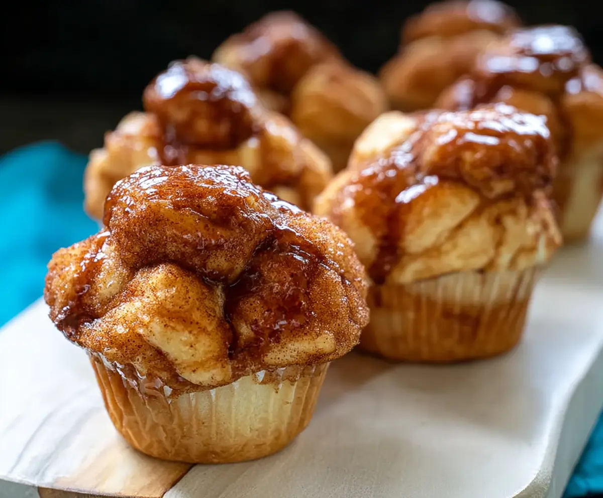 Delicious Monkey Bread Muffins with gooey caramel glaze and cinnamon sugar coating