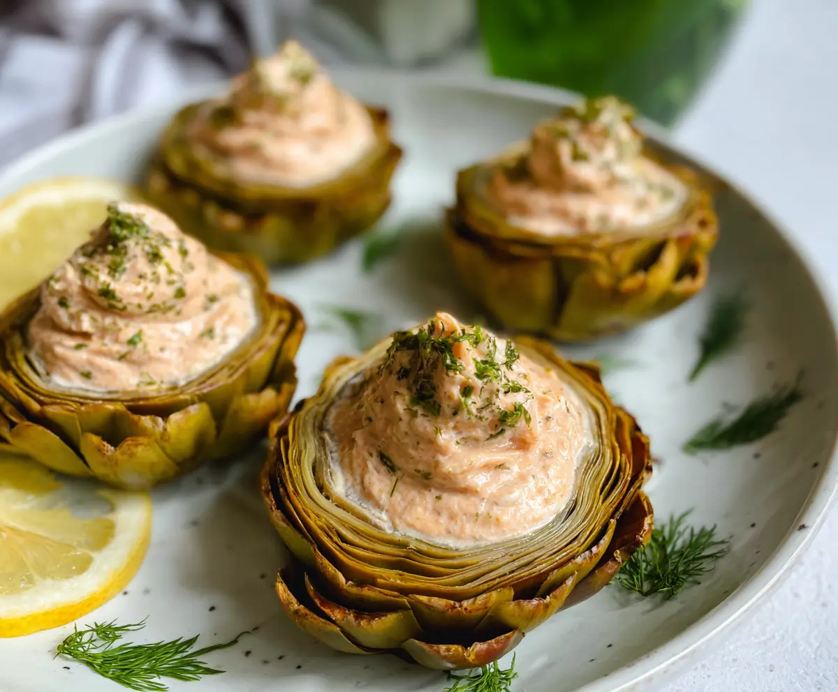 Salmon Patê Stuffed Artichokes
