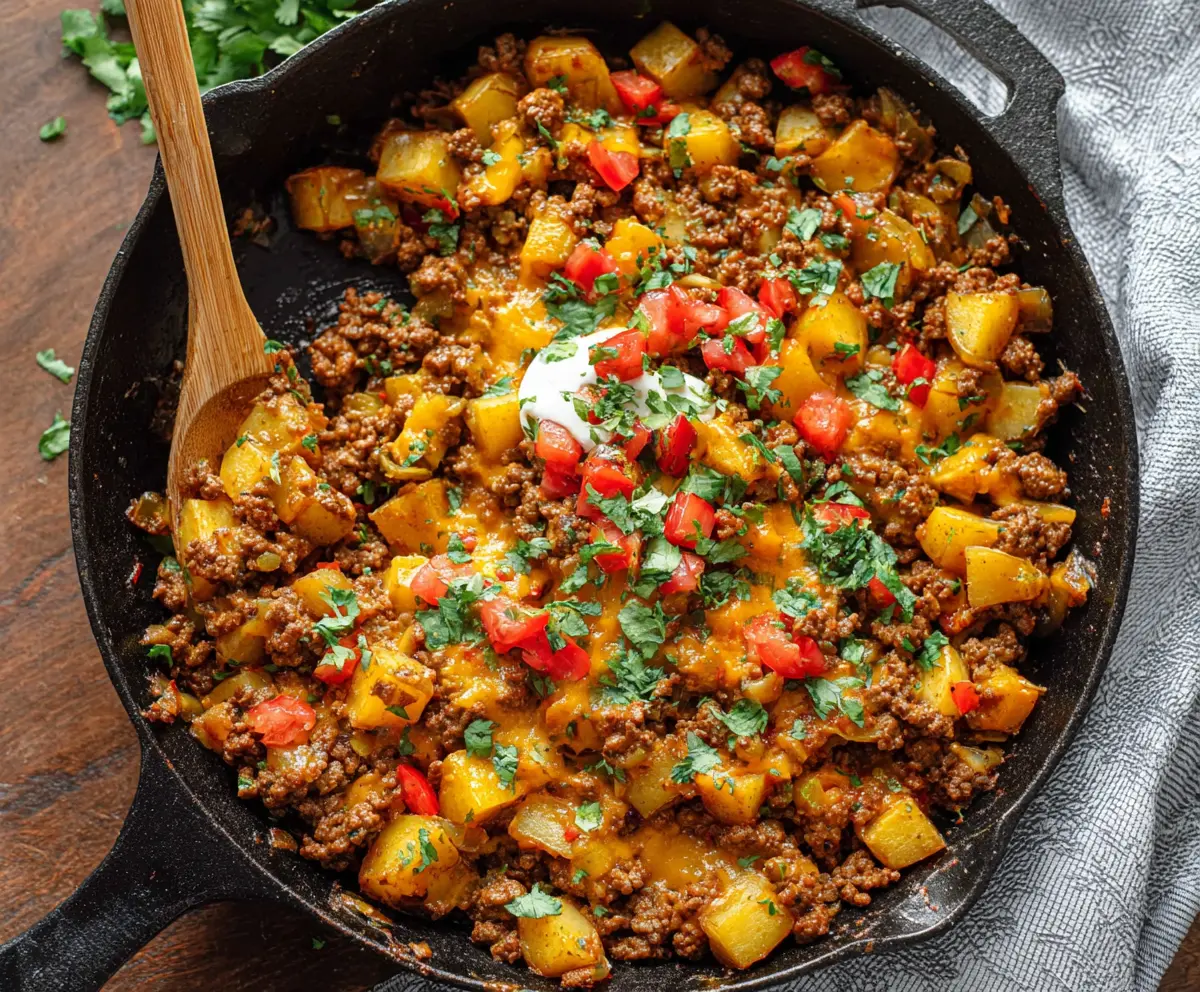 Southwest Ground Beef and Potato Skillet