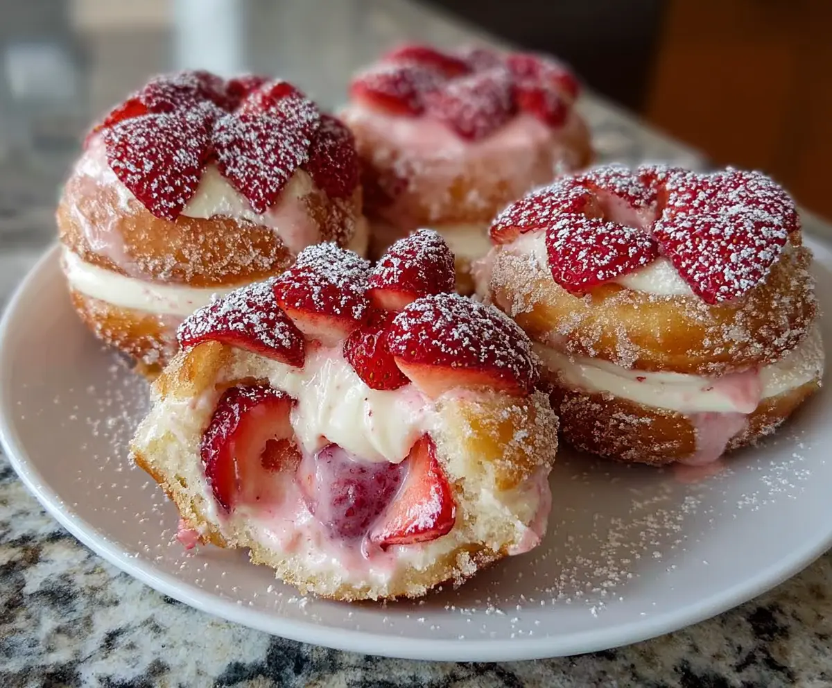 Strawberry Cheesecake Stuffed Donuts Recipe