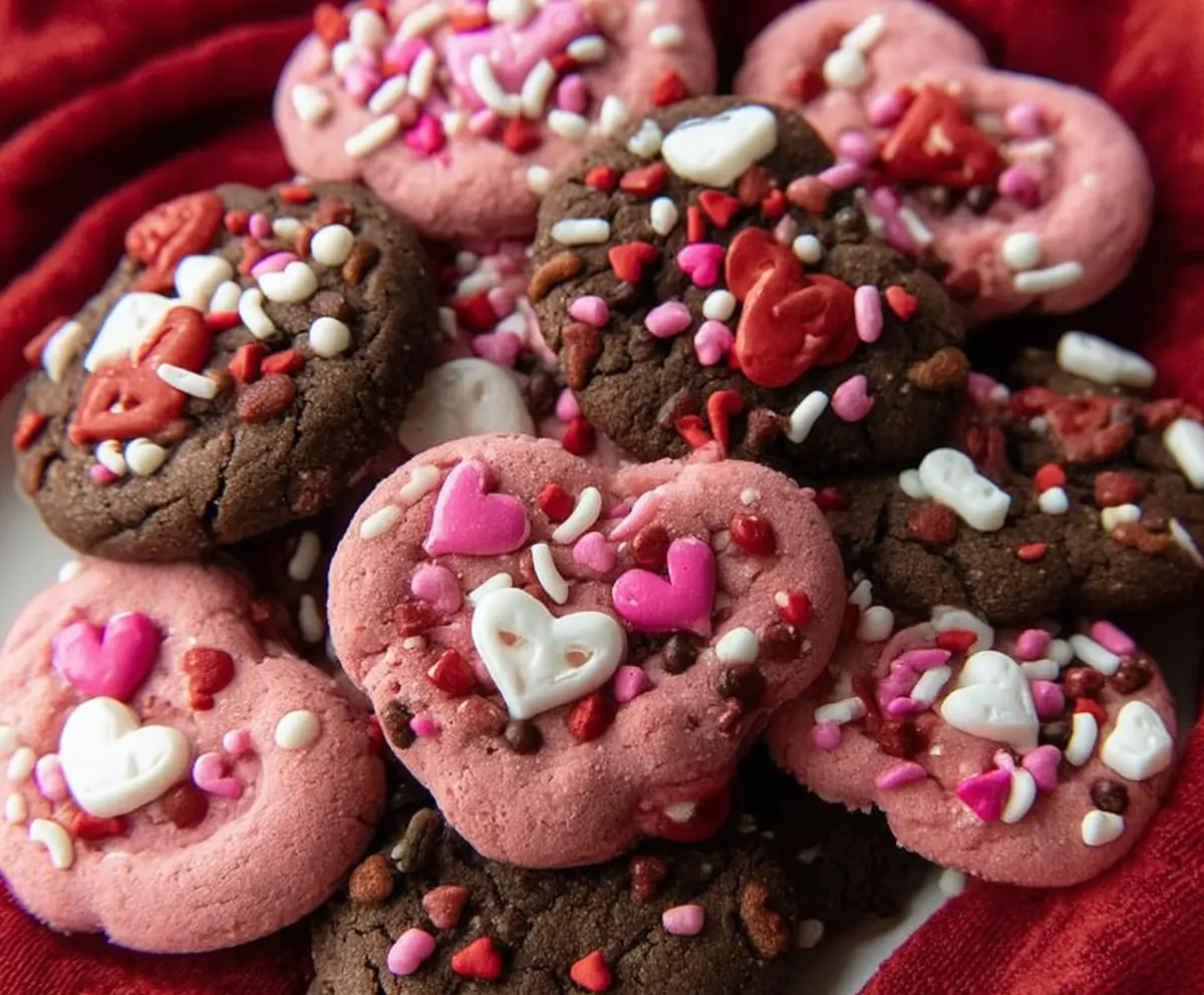 Delicious Valentine Cookies decorated with red and pink icing for a romantic occasion