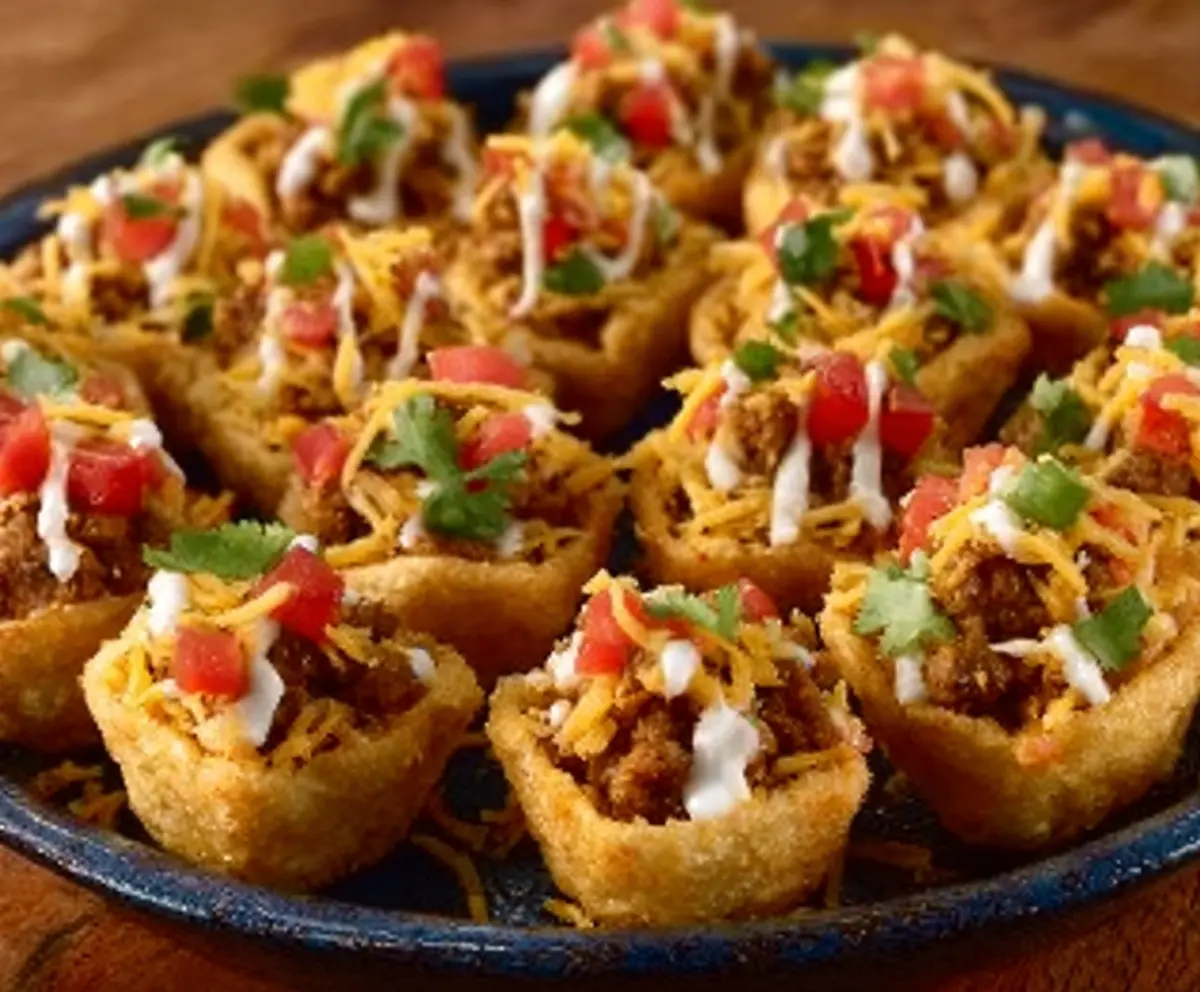 Delicious Taco Ranch Bites served on a plate with fresh toppings.