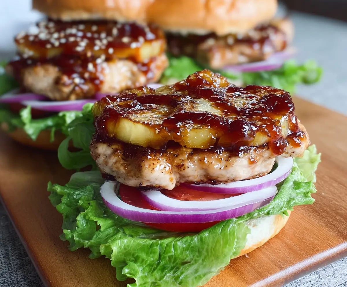 Delicious teriyaki chicken burgers served with fresh vegetables and buns, perfect for a flavorful meal.