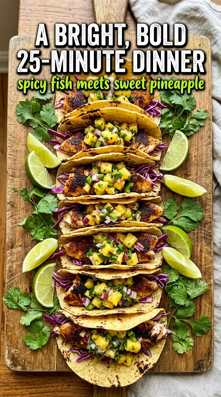 Blackened Tilapia Fish Tacos With Pineapple Salsa spicy fresh