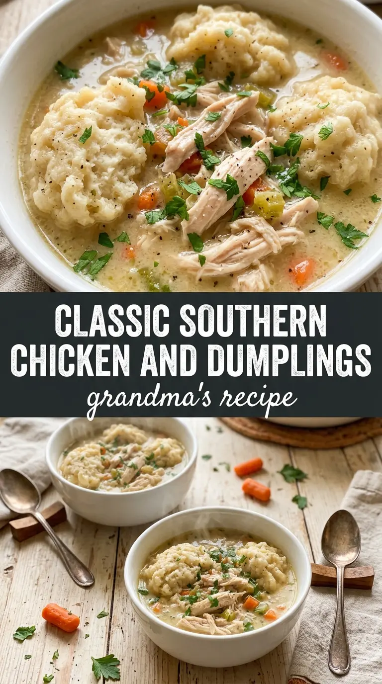 Chicken and dumplings creamy fluffy cozy
